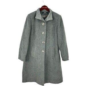 L L Collezioni Women Sz 6 Gray Wool Cashmere Blend Coat Long Sleeves Button Up